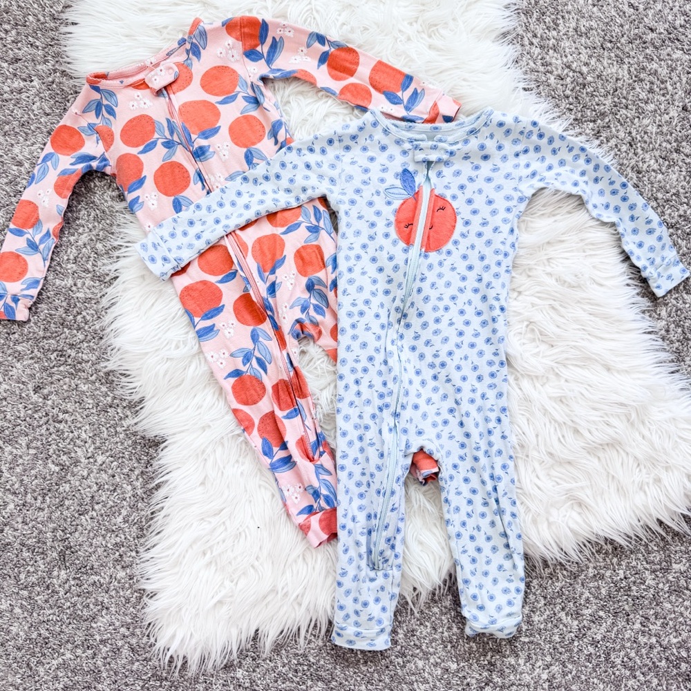 Carter’s Peach Footless Pajamas Set of 2 2T